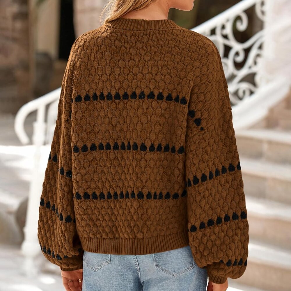 Oversized Womens Striped Color Block Pullover - C… - image 3